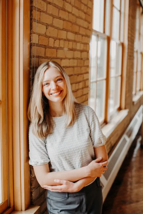 a woman smiling