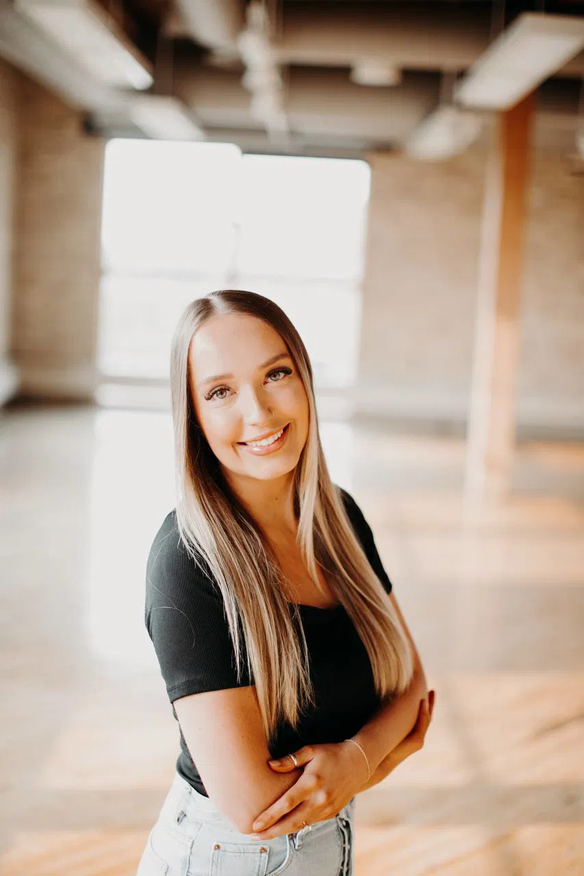 a woman smiling