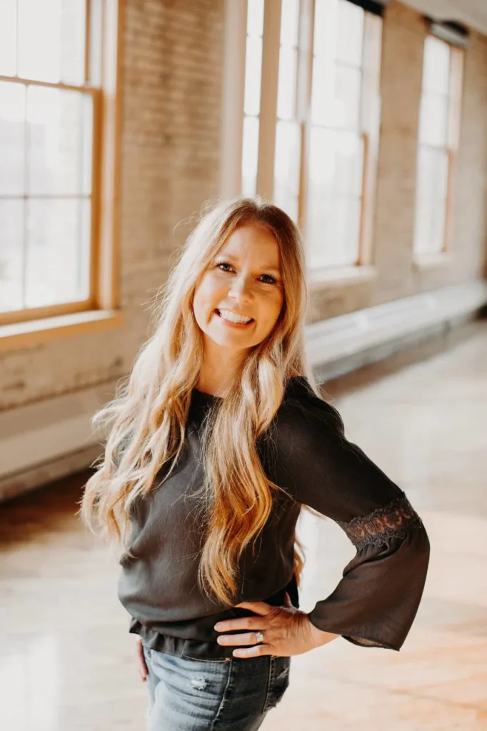 a woman smiling