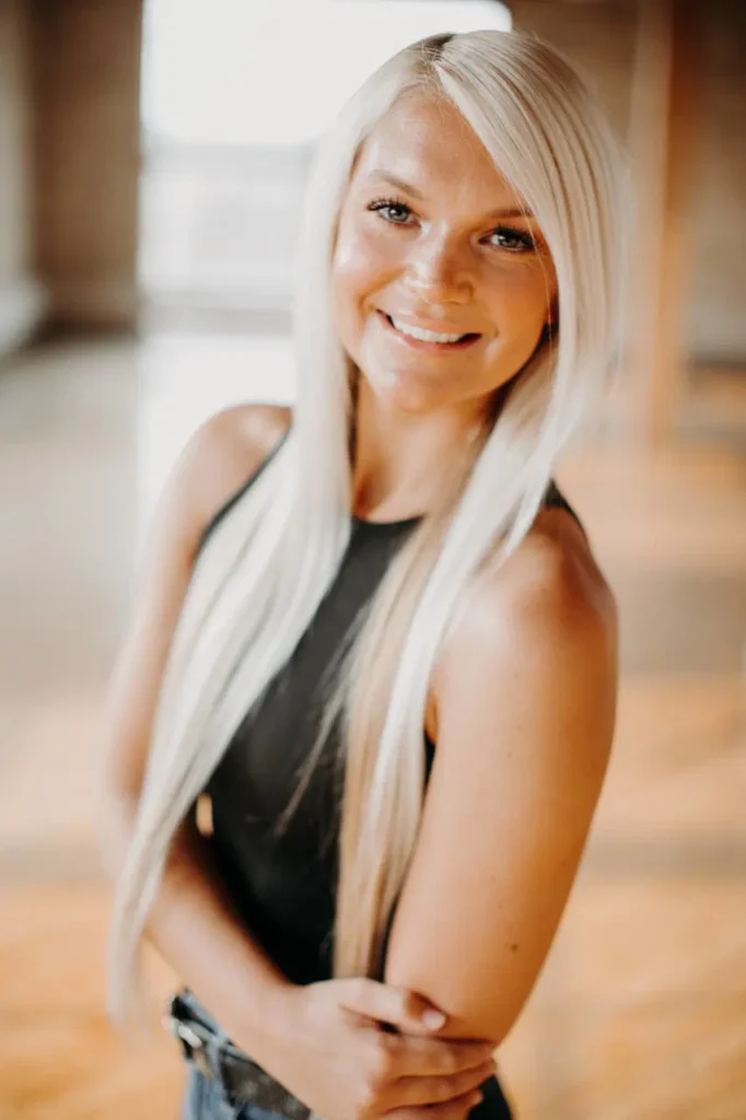 a woman smiling