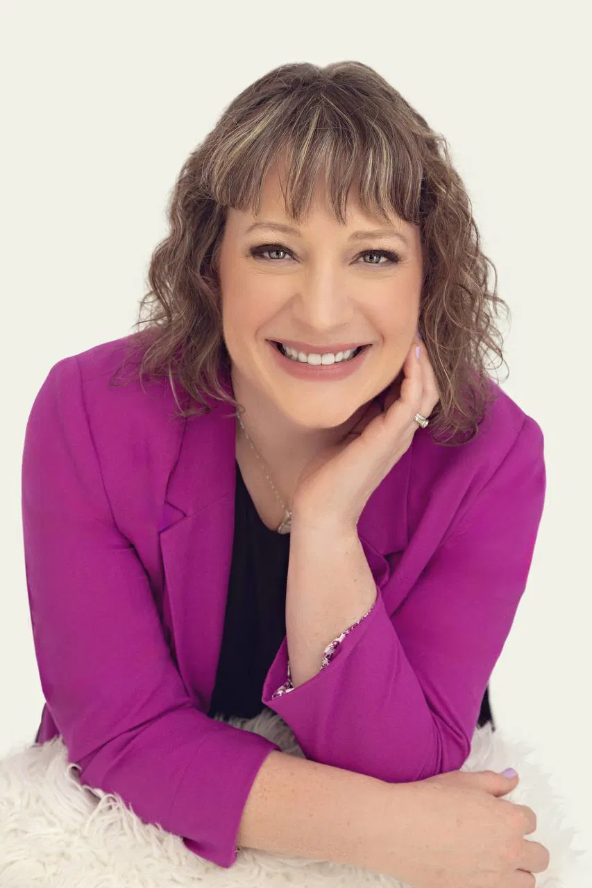 a woman smiling